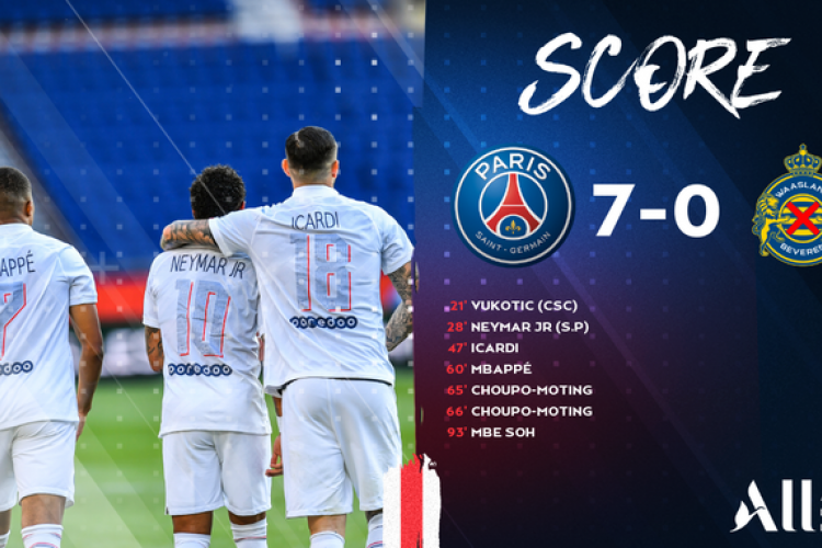 Neymar dá show em goleada do PSG no amistoso contra Waasland-Beveren